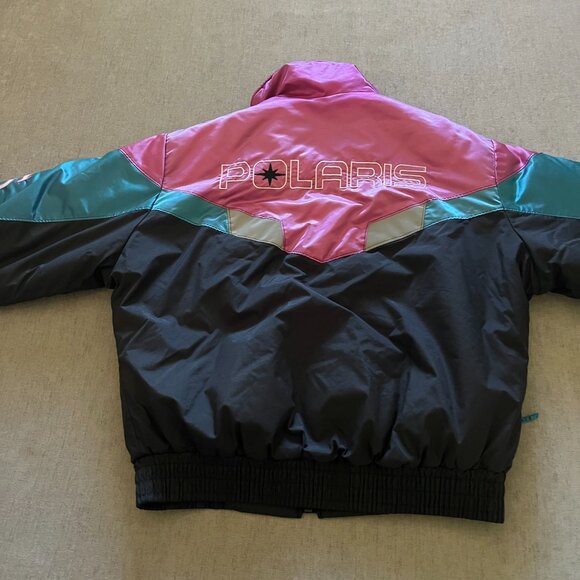 Vintage Polaris Snowmobile Indy Racing Thermoloft Jacket Adult Large Black USA - Picture 3 of 15